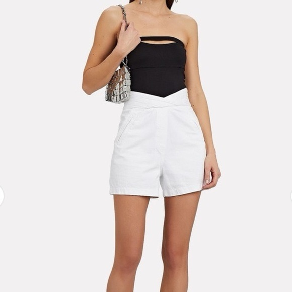 NWT RtA Ellena Pleated High-Waisted White Cotton Shorts Size 30 - Picture 2 of 7
